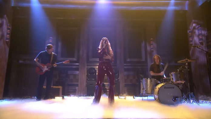 fletcher_undrunk_jimmy_fallon_latex_fashion Fletcher wears Busted Brand latex fashion outfit on NBC The Tonight Show starring Jimmy Fallon
