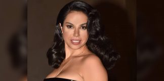 Nesreen Amin Opts for Latex Dress at Murex D’or Awards Nesreen Amin wearing black latex fashion dress at Murex D’or 2019 Awards