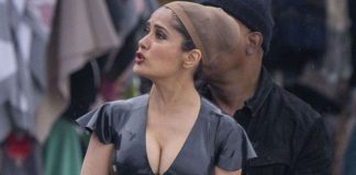 Salma Hayek Gets Shiny for The “Hitman’s Wife’s Bodyguard” Movie Salma Hayek in a latex catsuit whilst filming The Hitman's Wife's Bodyguard