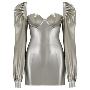 Elissa Poppy Latex Delta Dress Silver