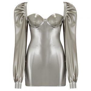 Elissa Poppy Latex Delta Dress Silver