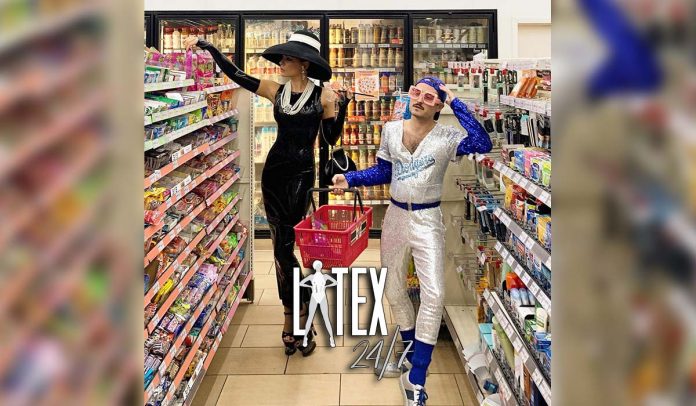 kate-beckinsale-audrey-hepburn-breakfast-at-tiffanys-jane-doe-latex-fashion-halloween Kate Beckinsale wears Audrey Hepburn Inspired Jane Doe Latex for Halloween