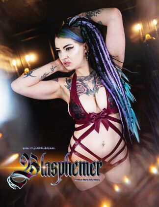 Latex Fashion Model Blasphemer wears Antitode London Latex for DominateMe Magazine