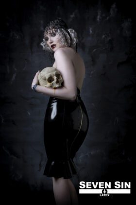 Seven Sin Latex Fashion Bullion Collection Athena Skirt Back