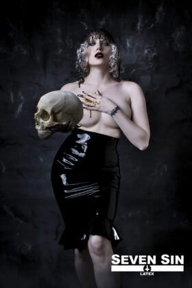Seven Sin Latex Fashion Bullion Collection Athena Skirt Front