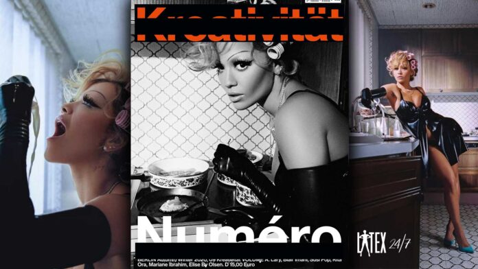 Rita Ora wears Atsuko Kudo and Chronomatic Latex Fashion for Numero Berlin Magazine