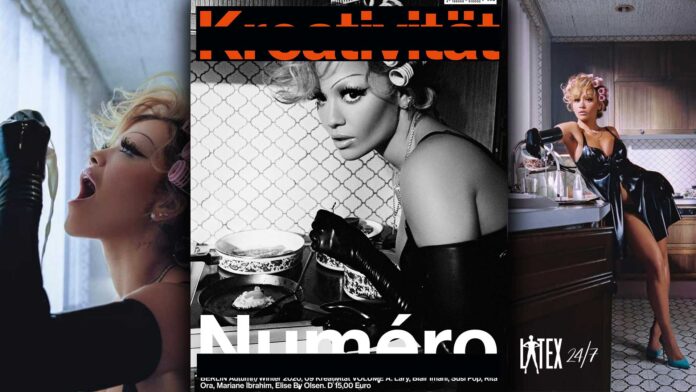 rita-ora-latex-fashion-numero-berlin-magazine-atsuko-kudo-chronomatic Rita Ora wears Atsuko Kudo and Chronomatic Latex Fashion for Numero Berlin Magazine