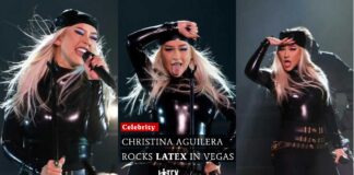 Christina Aguilera Rocks Latex for Las Vegas Opening Christina Aguilera Rocks Black Latex Fashion Look During Performance for Virgin Hotels Las Vegas Grand Opening