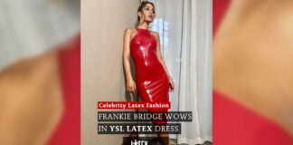The Saturdays Singer Frankie Bridge wows in YSL Latex Dress Frankie Bridge wears YSL Latex Fashion Dress to Attitude Magazine Awards