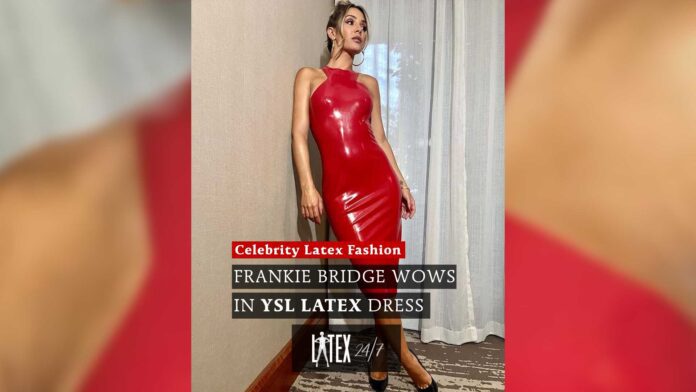 Frankie Bridge wears YSL Latex Fashion Dress to Attitude Magazine Awards