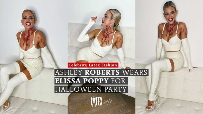Ashley Roberts wears Elissa Poppy Latex Fashion for Halloween Party