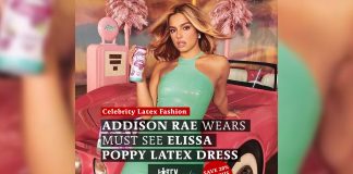 Addison Rae wears MUST SEE Elissa Poppy Latex Dress Addison Rae wears Elissa Poppy Latex Mini Dress