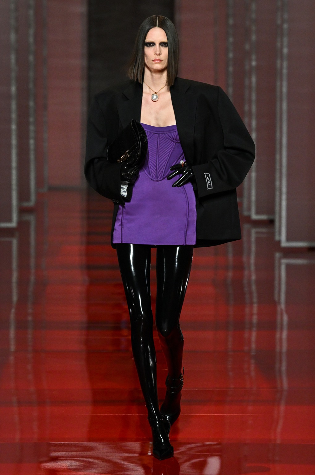 Versace Latex Leggings Clothing Fashion Fall-Winter 22 Collection at Milan Fashion Week