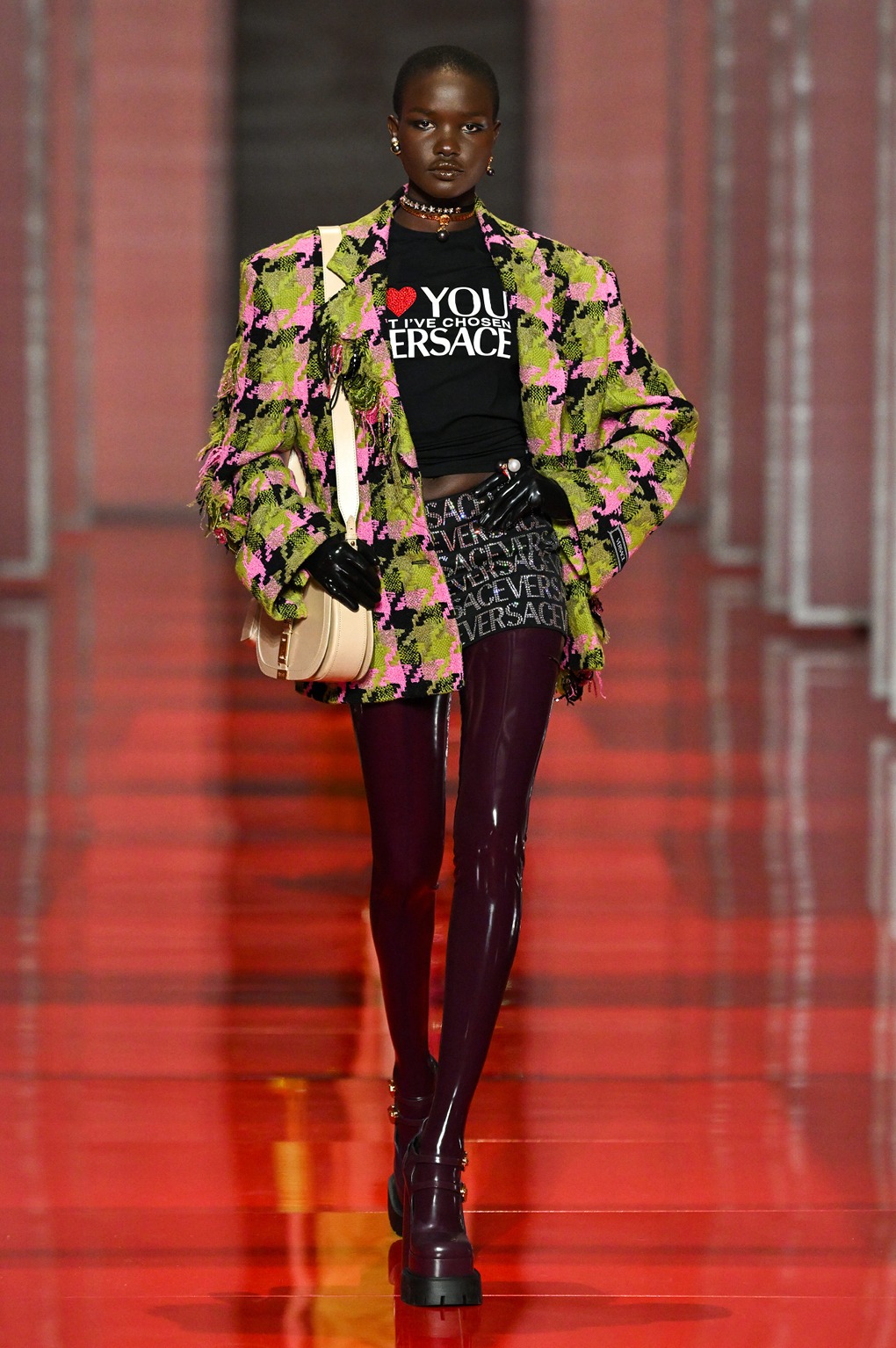 Versace Latex Leggings Clothing Fashion Fall-Winter 22 Collection at Milan Fashion Week