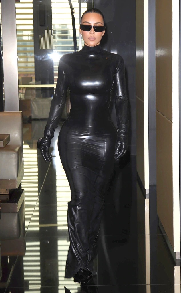 Kim Kardashian Latex Milan Fashion Week