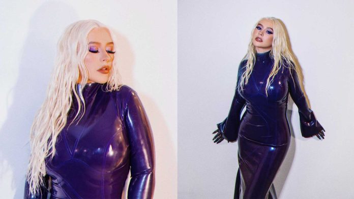 Christina Aguilera wears Custom Vex Latex Fashion at Dubai Expo 2020 Closing Ceremony