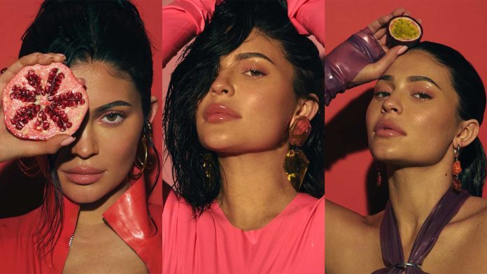 Kylie Jenner wears Latex Fashion to Promote New Skincare Lip Oil Products