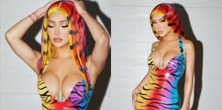 Nikita Dragun wears Venus Prototype Latex to Coachella Festival Nikita Dragun wears Rainbow Zebra Print Venus Prototype Latex to Coachella Festival