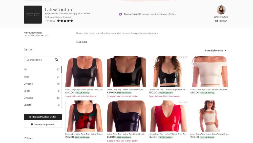 Etsy Marketplace Latex Fashion Clothing Latex Couture