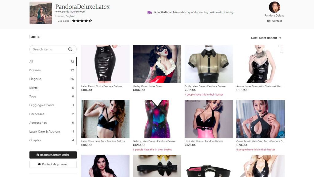 Etsy Marketplace Latex Fashion Clothing Pandora Deluxe Latex