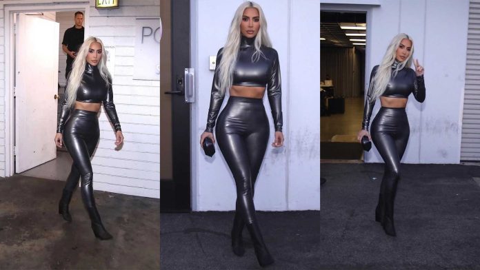 Kim Kardashian wears Vex Latex Clothing to SKIMS Party