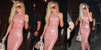 Khloe Kardashian Stuns in Pink Latex Dress for Dinner Khloe Kardashian wears Atsuko Kudo Latex dress