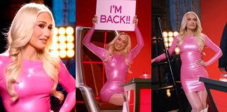 Gwen Stefani Stuns in Latex Dress for NBC’s The Voice Gwen Stefani Stuns in Pink Latex Dress for NBC's The voice