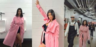 Pink Kwaidan Editions Coat worn by Kourtney Kardashian Kourtney Kardashian wears pink latex coat from Kwaidan Editions