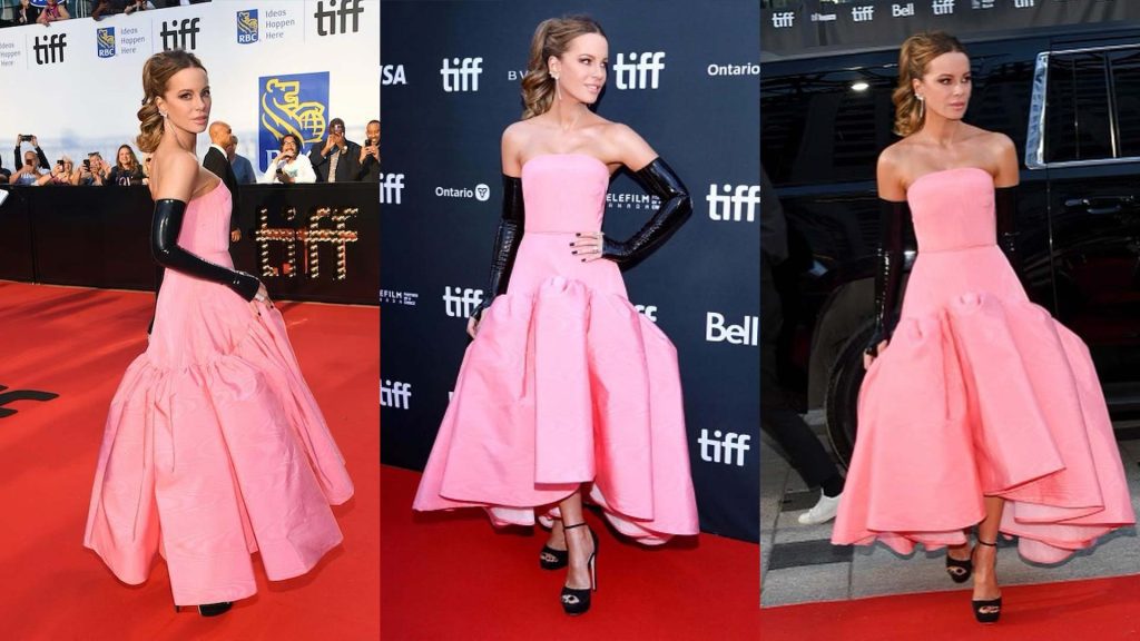 Kate Beckinsale wears Janes Doe Latex Fashion Clothing Gloves for Prisoners Daughter Premiere at Toronto International Film Festival
