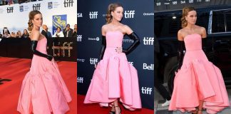Kate Beckinsale Accessorises Dress with Latex Gloves Kate Beckinsale wears Janes Doe Latex Fashion Clothing Gloves for Prisoners Daughter Premiere at Toronto International Film Festival