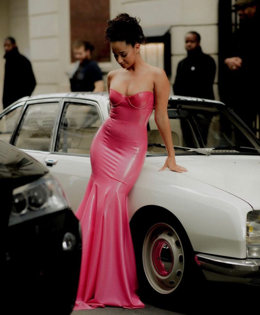 Lena Situations stuns wearing Avellano latex dress