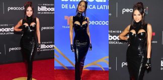 Natti Natasha wears Vex Latex to Latin Music Awards Natti Natasha wears Vex Clothing Latex Dress to Latin Music Awards