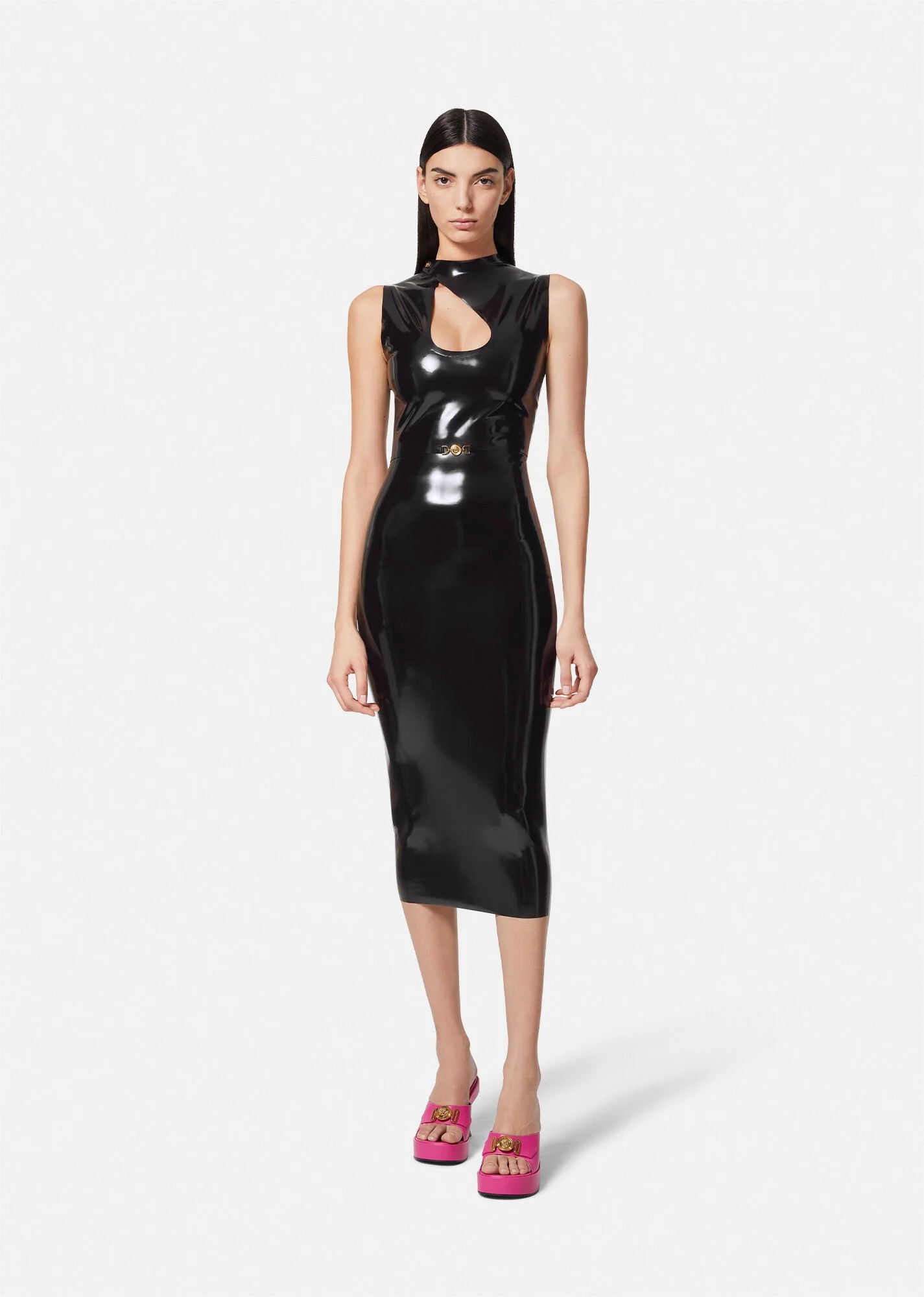 Versace Medusa Biggie Latex Cutout Dress