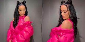 Katy Perry Embraces Barbiecore in AVELLANO Latex Dress and Jacket Katy Perry Embraces Barbiecore in Avellano Latex Dress and Jacket
