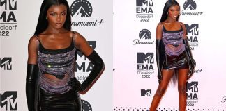 Leomie Anderson Shines in Latex at MTV EMA Leomie Anderson wears House of Harlot Latex Fashion Clothing to MTV EMA