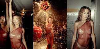 Rita Ora WOWS in AVELLANO Translucent Latex Dress Rita Ora wears AVELLANO Translucent Pink Latex Dress to Perform You Only Love Me at Heaven Nightclub