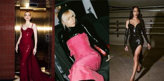 Atsuko Kudo Latex Shines at the British Vogue Party Atusko Kudo Latex Fashion is worn by Charli Howard, Paloma Faith, Munroe Bergdorf and Ikram Abdi Omar at this years BAFTA British Vogue Party