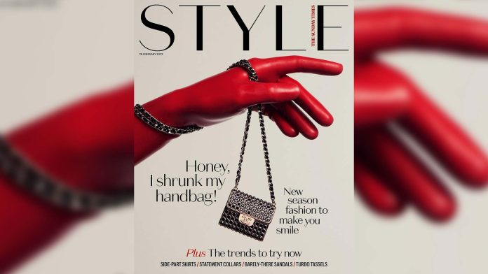 Elissa Poppy Red Latex Opera Gloves featured in The Sunday Times Style Magazine