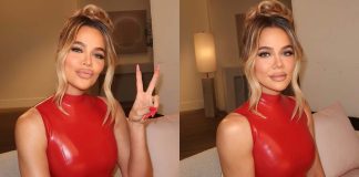 Khloe Kardashian Wows in Red Latex Crop Top Khloe Kardashian Wows in Red Latex Crop Top