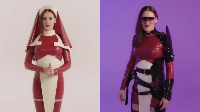 YouTube channel Philosophy Tube presenter Abigail Thorn once again wears Dead Lotus Couture latex in their latest video