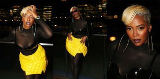 Tiwa Savage in Atsuko Kudo at London Fashion Week Showcase Tiwa Savage wears Atsuko Kudo Latex fpr Moncler showcase at London Fashion Week