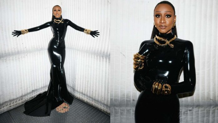 Beverley Knight in Atsuko Kudo Latex Gown at Olivier Awards