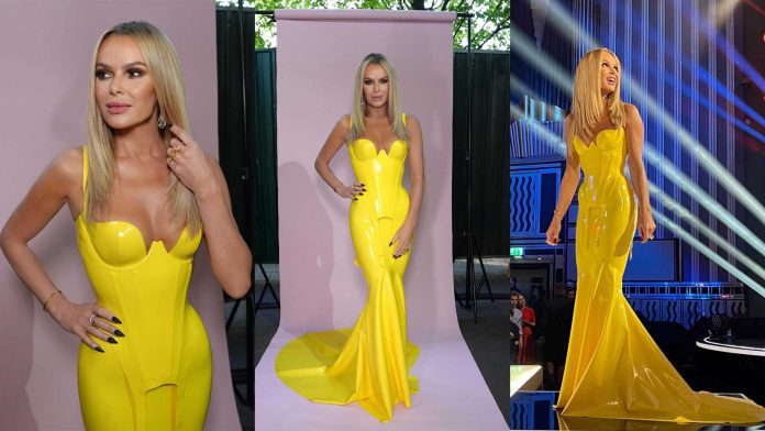 Amanda Holden wears Atsuko Kudo latex dress fro BGT Britain's Got Talent final