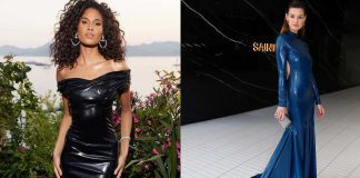 AVELLANO Adds Glitz (and Shine) to Cannes Film Festival Ophelie Guillermand and Cindy Bruna wear AVELLANO latex clothing fashion at Cannes Film Festival