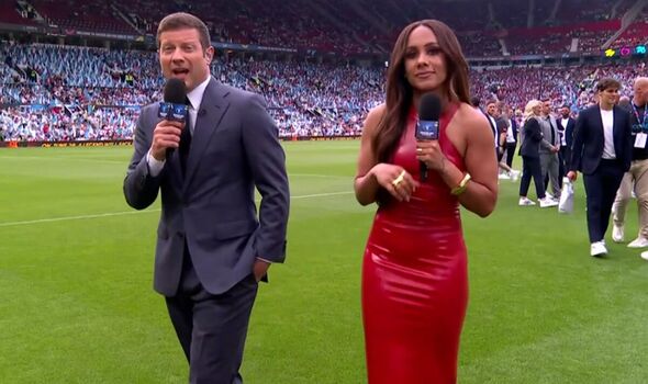 Alex Scott WOWS in YSL Latex Dress at Soccer Aid