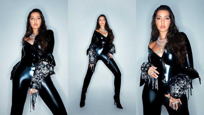 nora-fatehi-dead-lotus-couture-latex-fashion-clothing-header Nora Fatehi wears Dead Lotus Couture latex clothing fashion