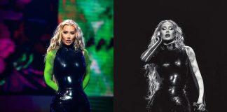Iggy Azalea WOWS in MaggieDelena and BUSTEDBRAND Latex Iggy Azalea wears MaggieDelena and Busted Brand latex during concert performance in Saudi Arabia