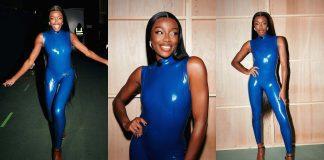 AJ Odudu in Custom Latex for Big Brother Launch AJ Odudu wears custom Elissa Poppy latex for Big Brother Launch