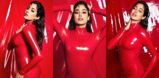 Janhvi Kapoor ‘On Fire’ Wearing Atsuko Kudo Latex Janhvi Kapoor wears red Atsuko Kudo latex fashion