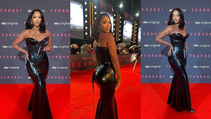 Naomi Schiff wears Atsuko Kudo latex for Ferrari premiere